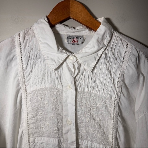 Cotton Ginny Plus Vintage White Button Down Long S|leeve Shirt Size 3x - Picture 4 of 11